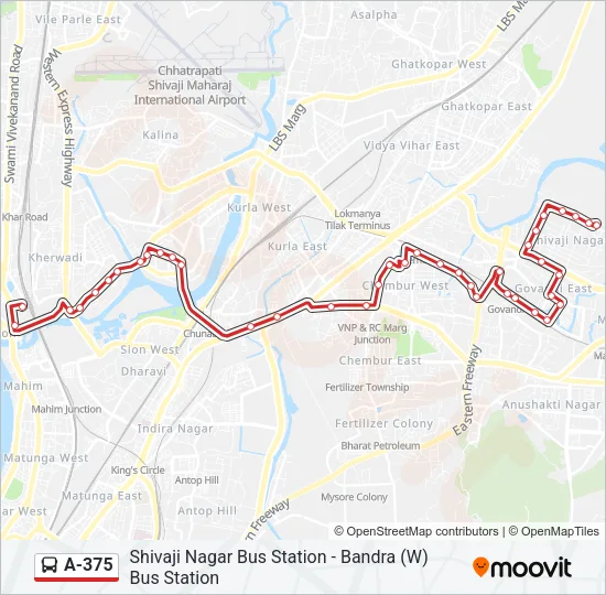 A-375 Bus Line Map