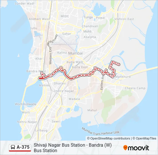 A-375 Bus Line Map