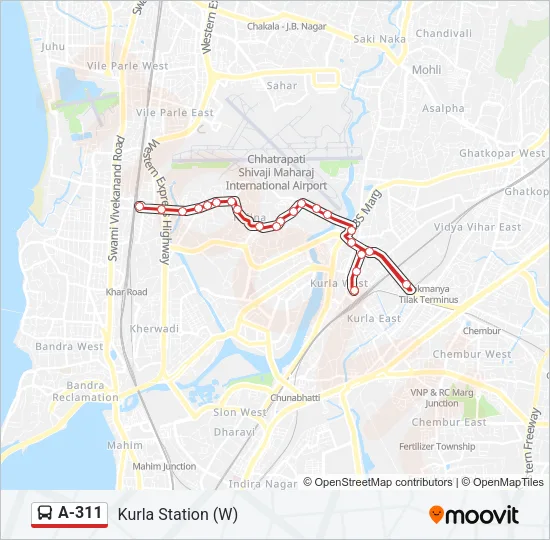 A-311 Bus Line Map