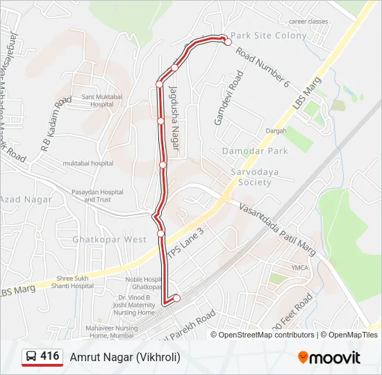 416 Bus Line Map