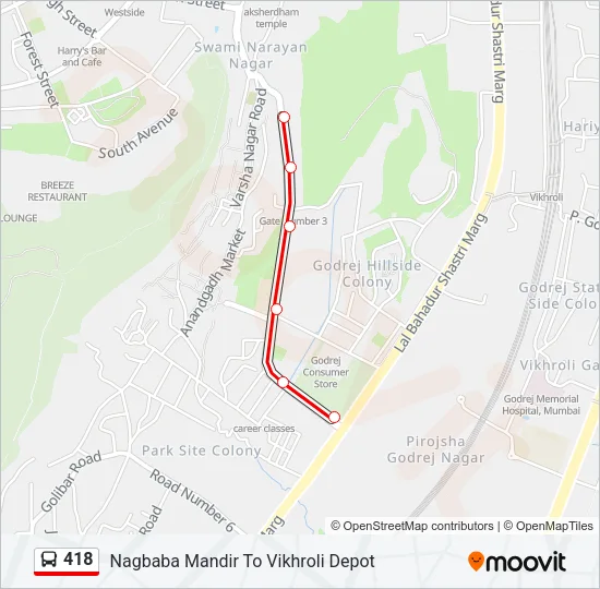 418 Bus Line Map