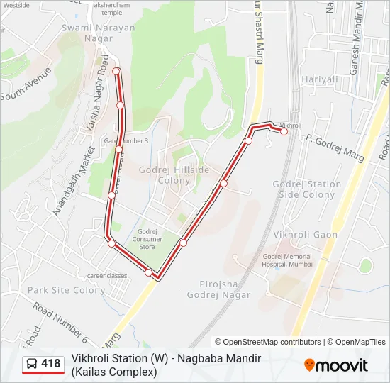 418 Bus Line Map
