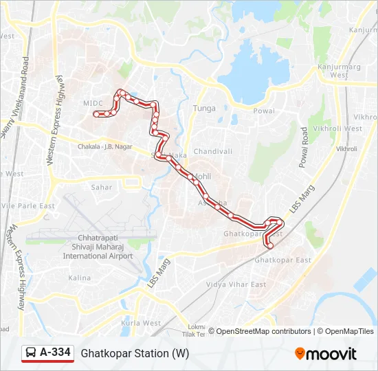 A-334 Bus Line Map