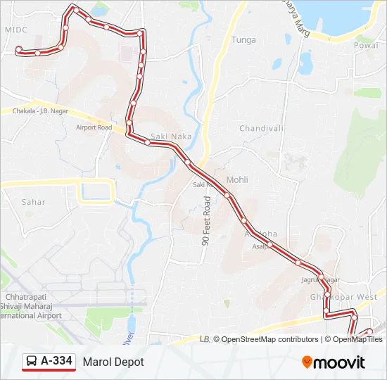 A-334 Bus Line Map