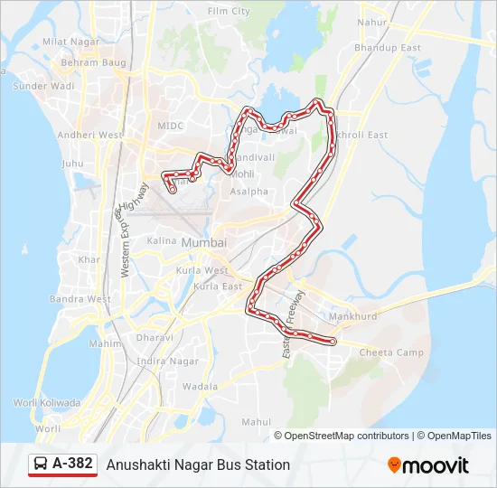 A-382 Bus Line Map