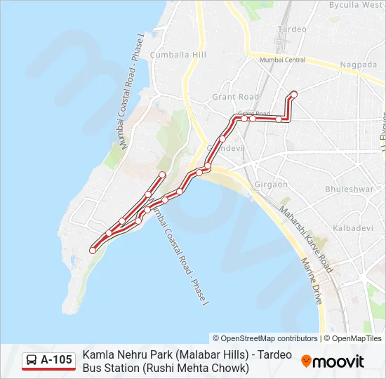 A-105 Bus Line Map