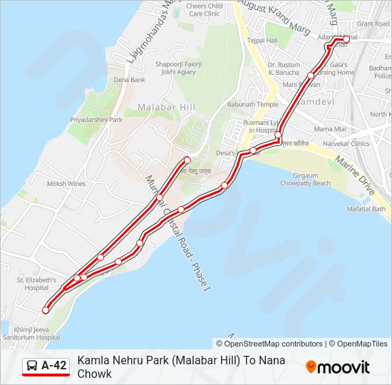A-42 Bus Line Map
