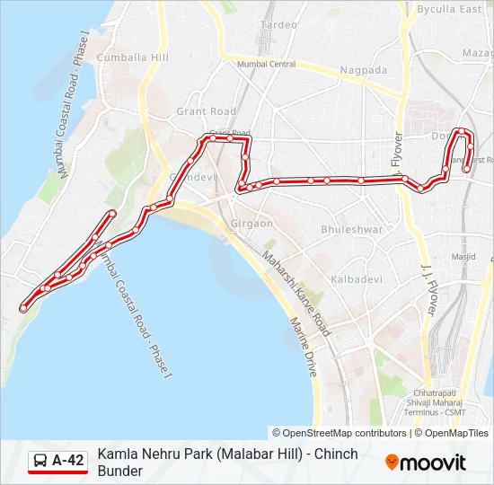 A-42 Bus Line Map