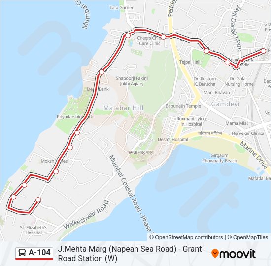 A-104 Bus Line Map