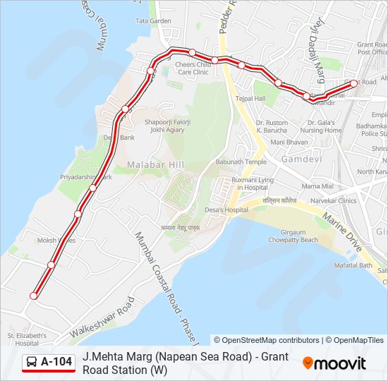 A-104 bus Line Map