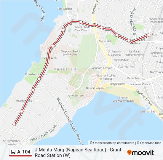 A-104 Bus Line Map