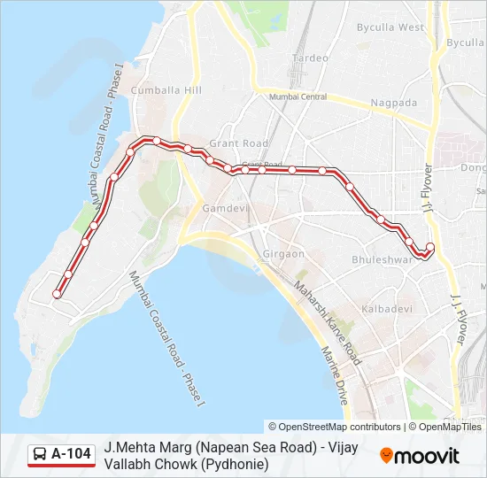 A-104 Bus Line Map