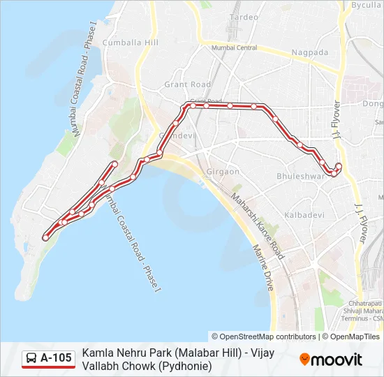 A-105 Bus Line Map