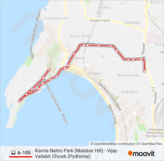 A-105 Bus Line Map