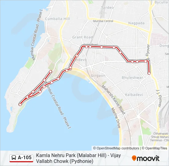A-105 Bus Line Map
