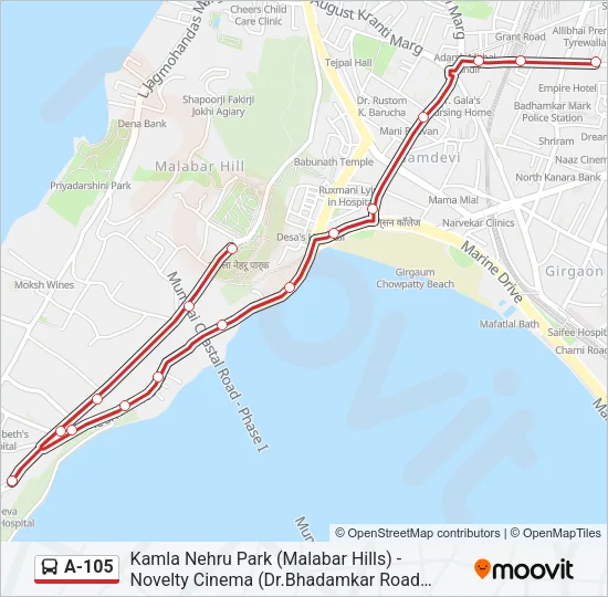A-105 Bus Line Map