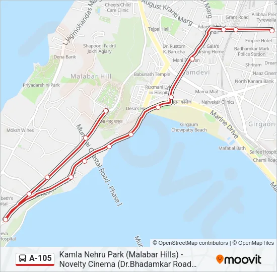A-105 Bus Line Map