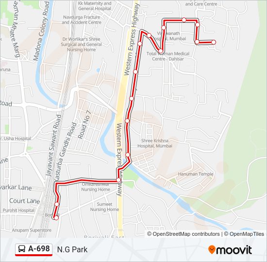 A-698 Bus Line Map