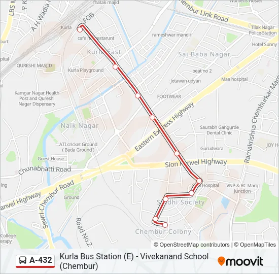A-432 Bus Line Map