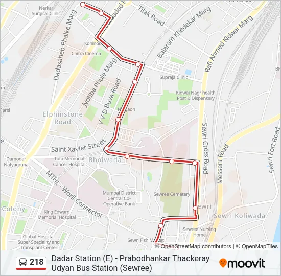 218 Bus Line Map