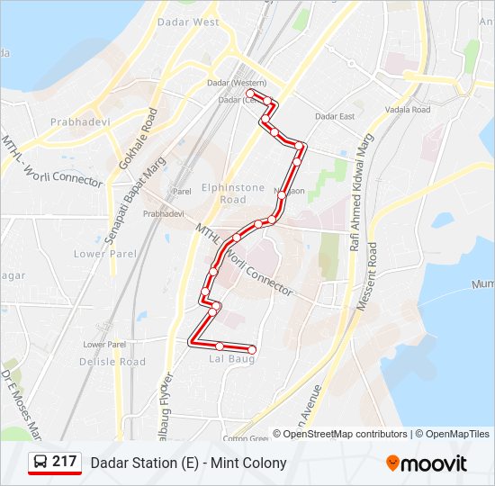 217 bus Line Map