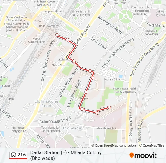 216 Bus Line Map