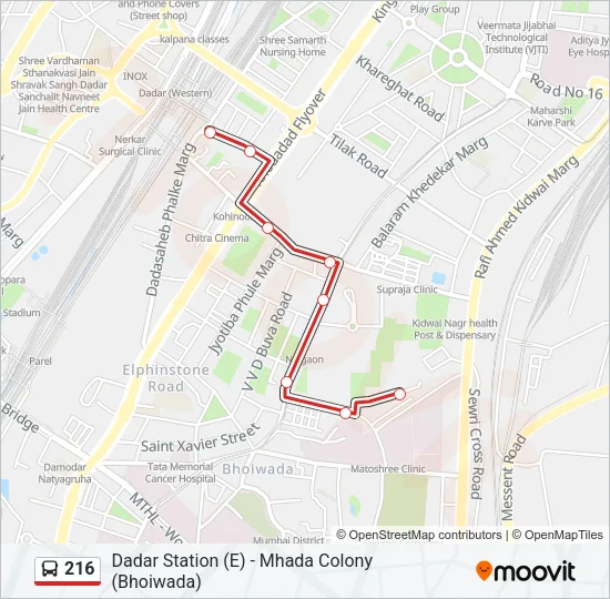 216 Bus Line Map