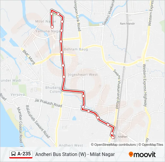 A-235 Bus Line Map