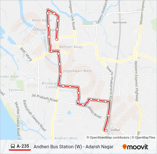 A-235 Bus Line Map