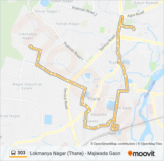 303 Bus Line Map