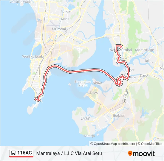 116AC Bus Line Map