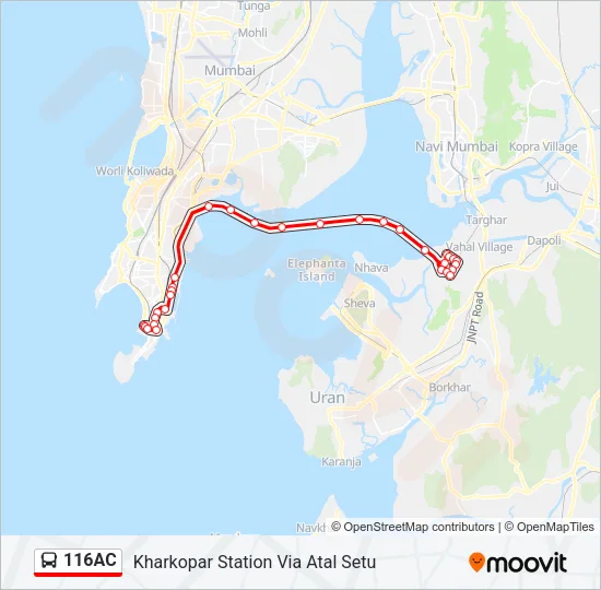 116AC Bus Line Map