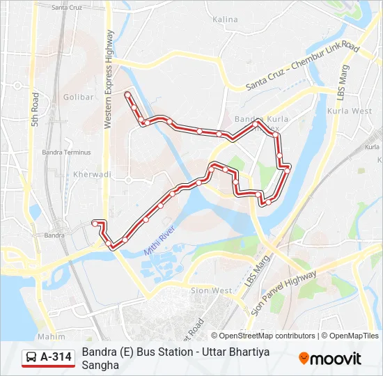 A-314 Bus Line Map