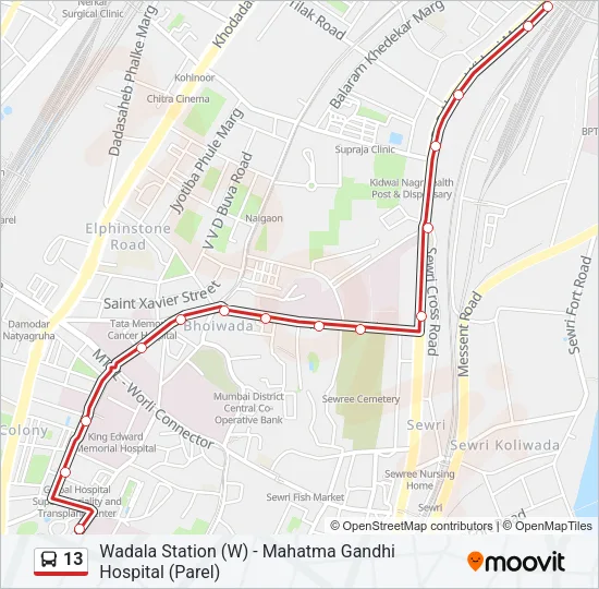 13 Bus Line Map