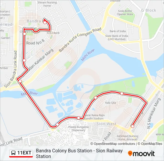 11EXT Bus Line Map
