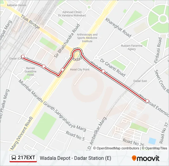 217EXT Bus Line Map