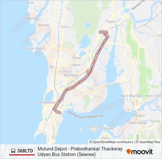 368LTD Bus Line Map