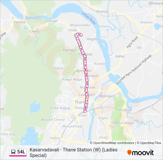 54L Bus Line Map