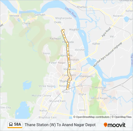 58A Bus Line Map