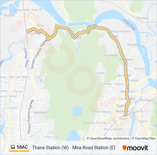 58AC Bus Line Map