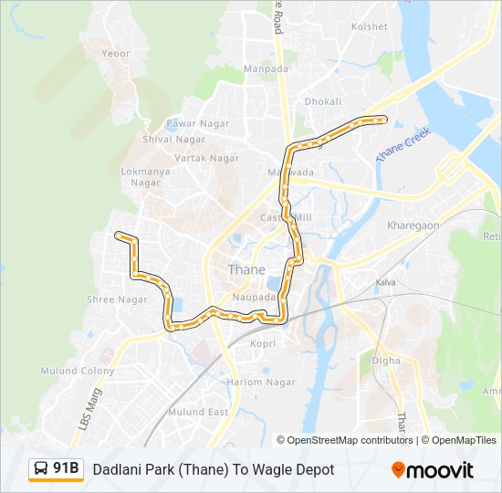91B Bus Line Map