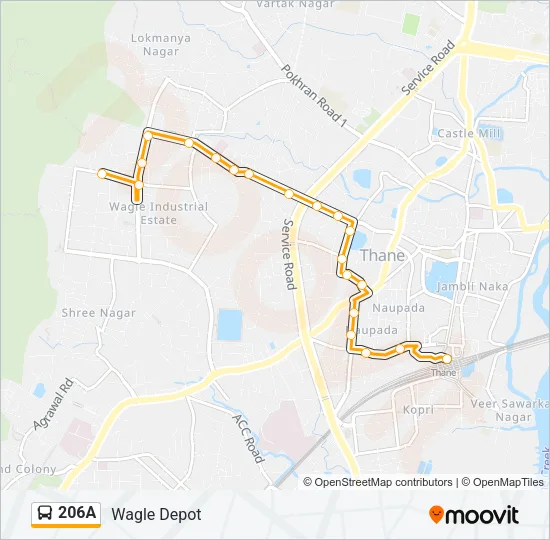 206A Bus Line Map