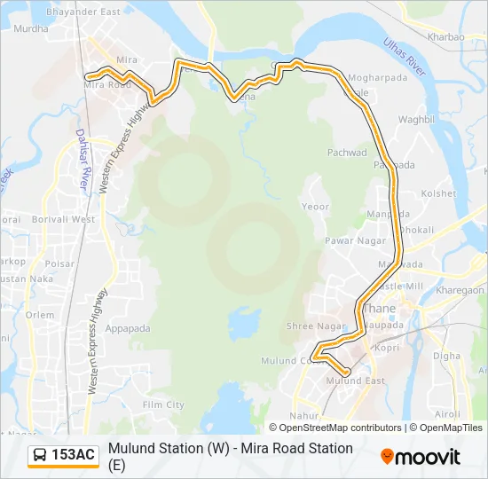 153AC Bus Line Map
