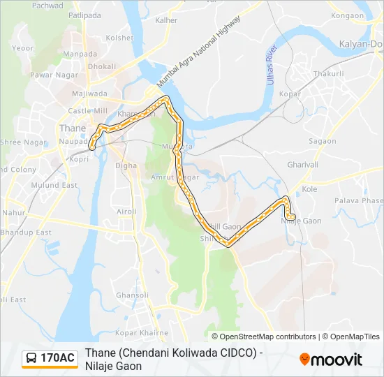 170AC Bus Line Map