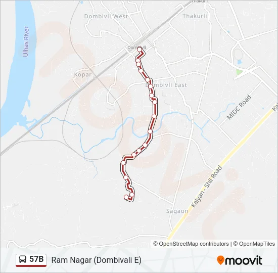 57B Bus Line Map