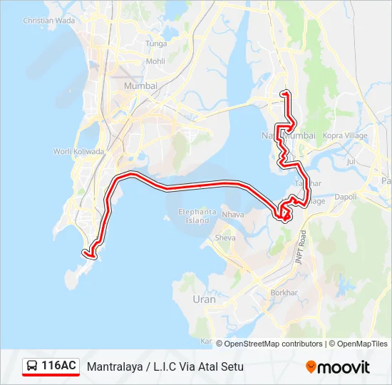 116AC Bus Line Map
