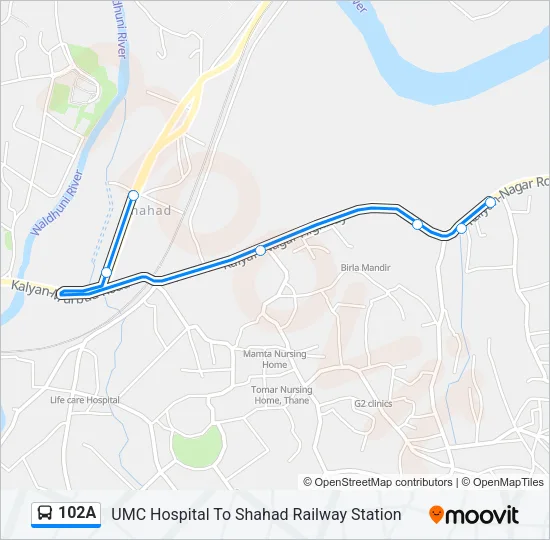 102A Bus Line Map