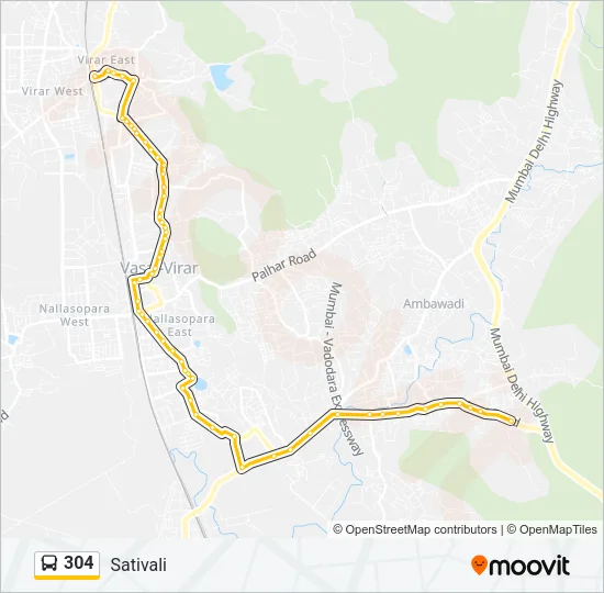 304 Bus Line Map