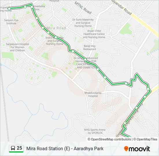 25 Bus Line Map