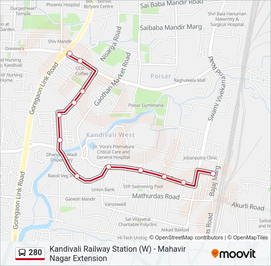 280 Bus Line Map